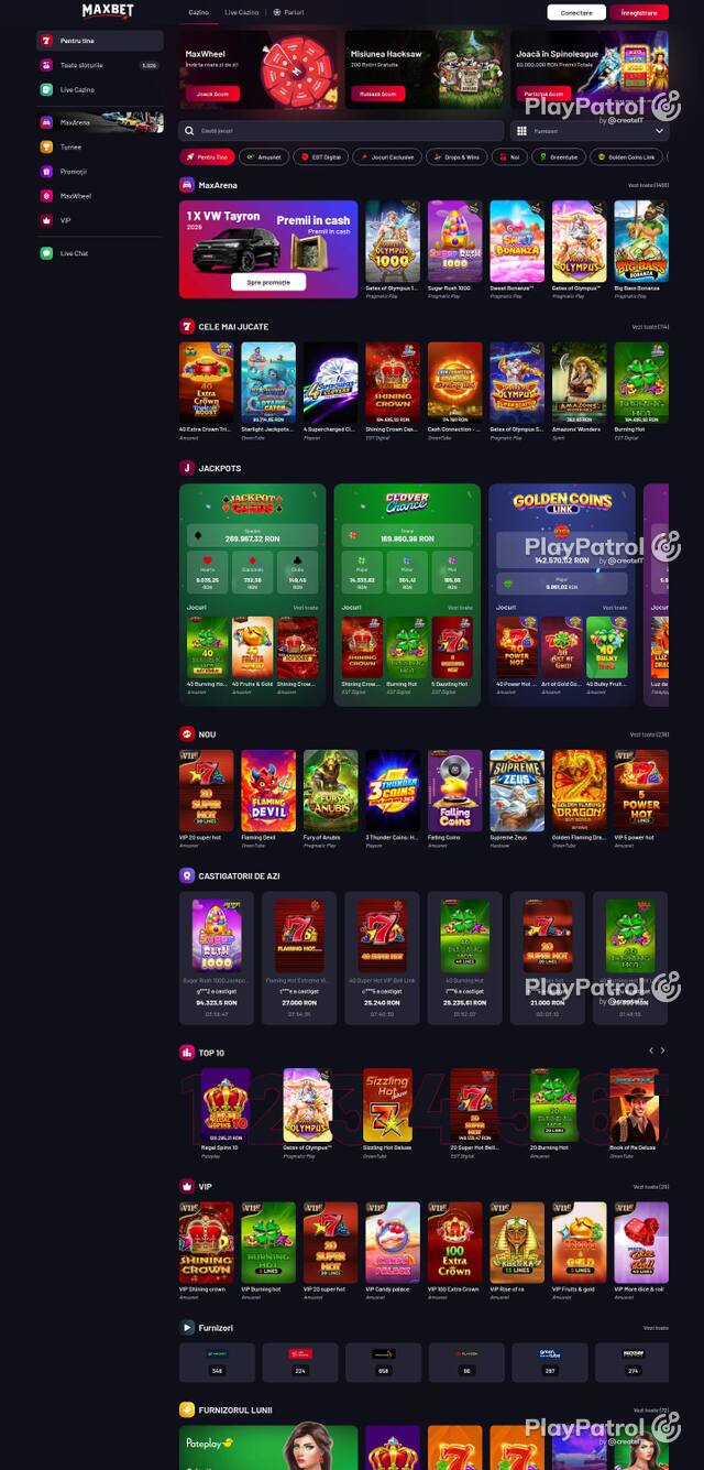 Capture of the front page of Maxbet (maxbet.ro) on 3 October 2026