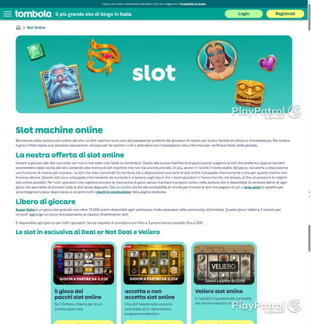 Capture of the front page of tombola (tombola.it) on 8 October 2026