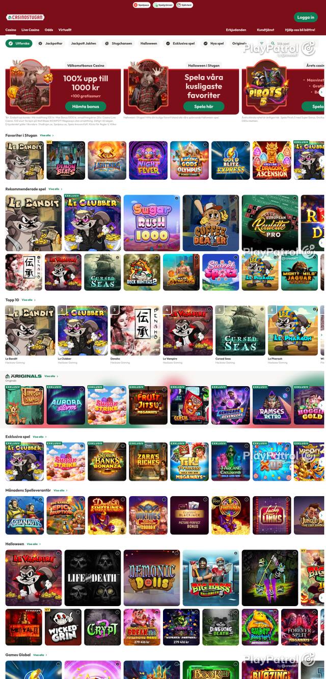 Capture of the front page of casinostugan.com (casinostugan.com) on 21 October 2026