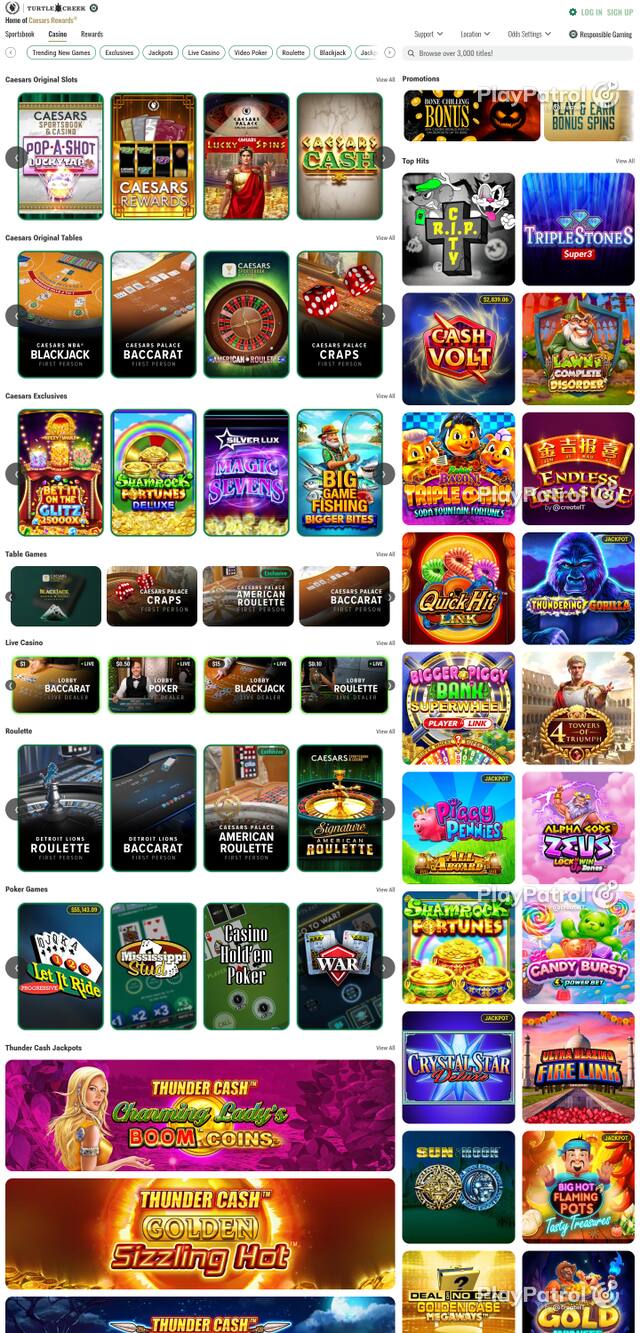 Capture of the front page of sportsbook.caesars.com (sportsbook.caesars.com) on 24 October 2026