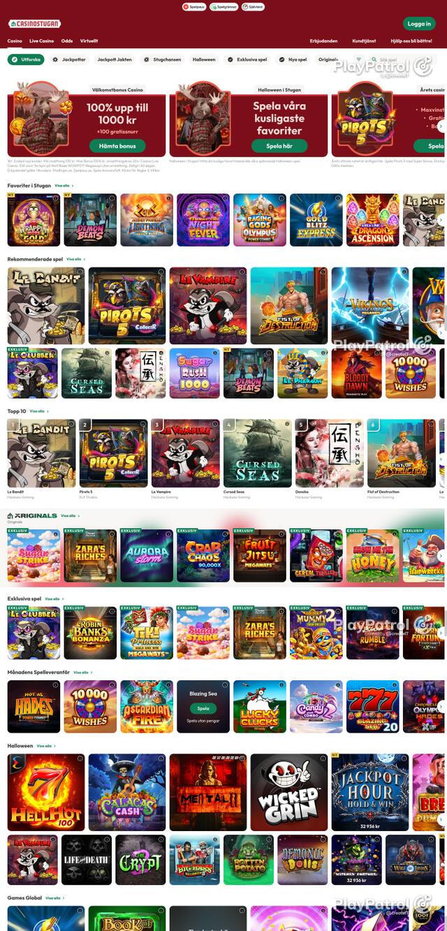 Capture of the front page of casinostugan.com (casinostugan.com) on 27 October 2026