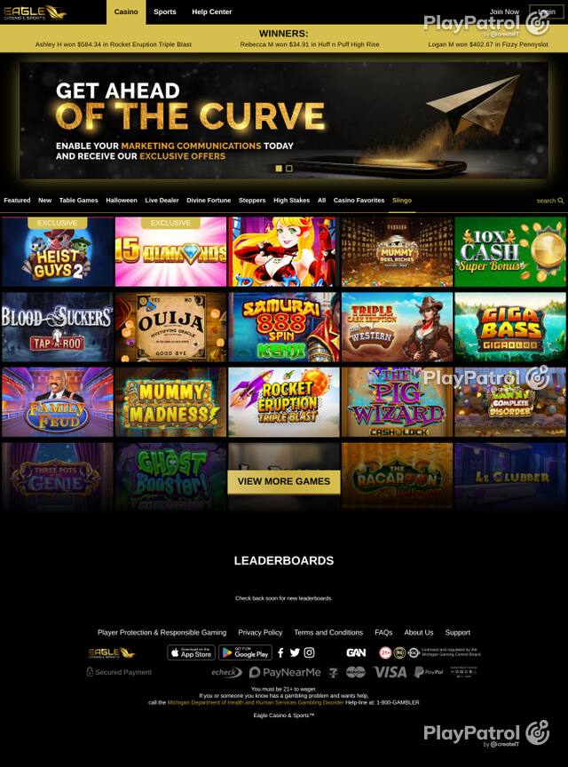 Capture of the front page of playeagle.com (playeagle.com) on 30 October 2026