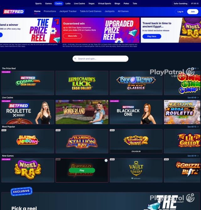 Capture of the front page of Betfred (betfred.com) on 5 October 2026