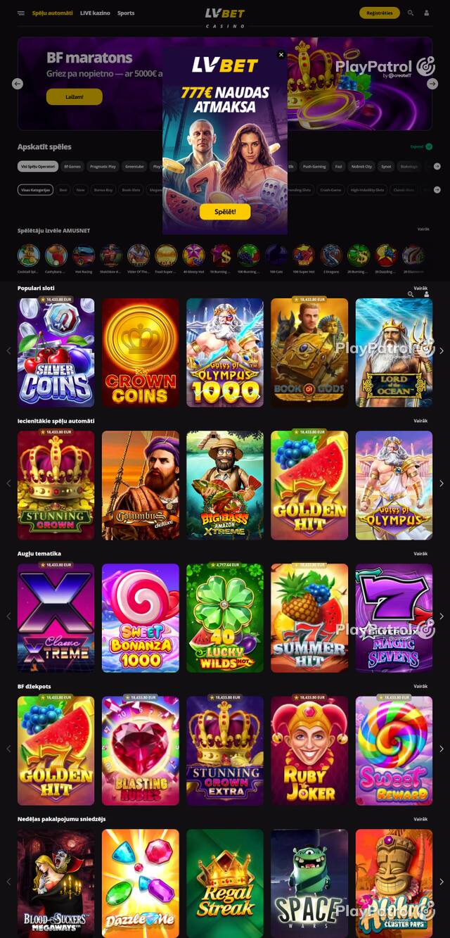 Capture of the front page of lvbet.lv (lvbet.lv) on 28 October 2026