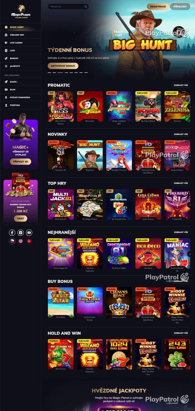 Capture of the front page of Magic Planet (magicplanet.cz) on 4 October 2026