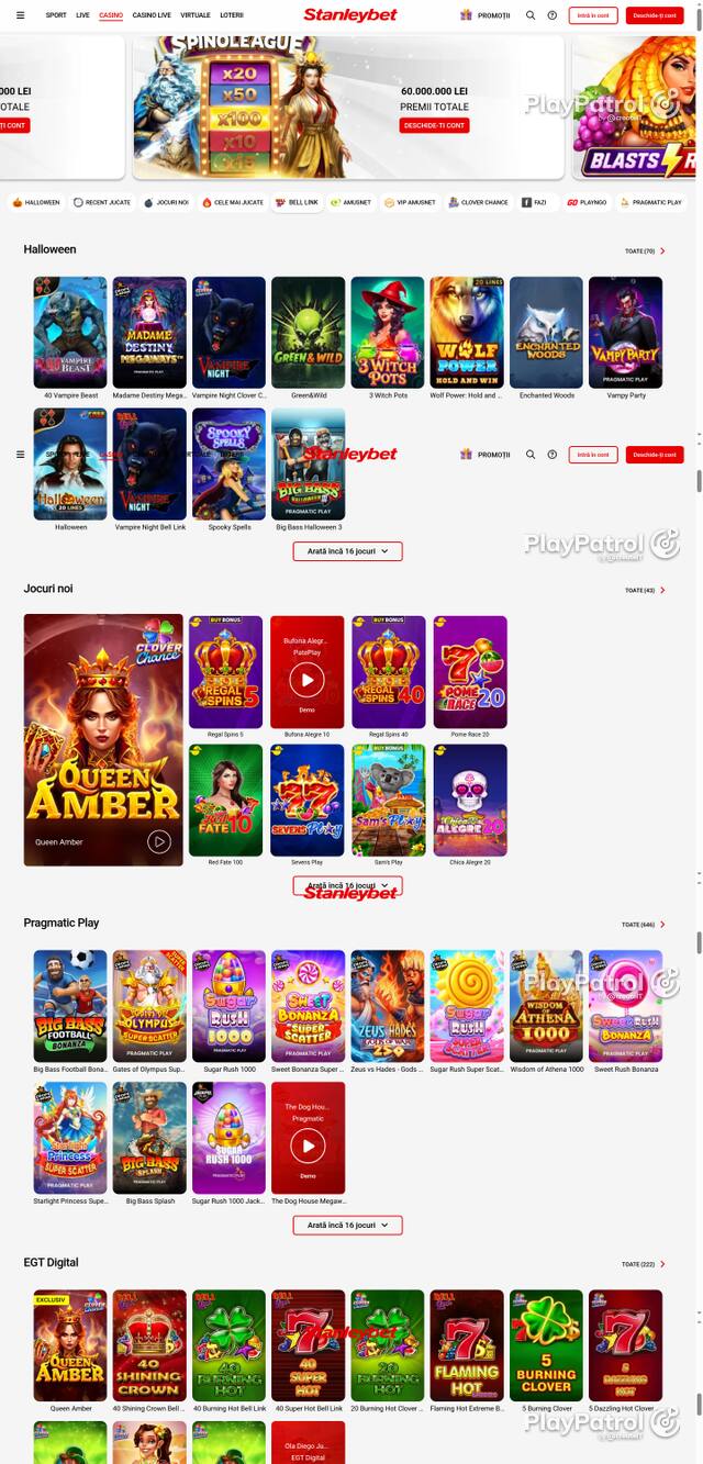 Capture of the front page of Stanleybet (stanleybet.ro) on 23 October 2026