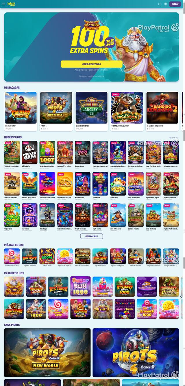 Capture of the front page of Piñata Casino (pinatacasino.es) on 18 October 2026