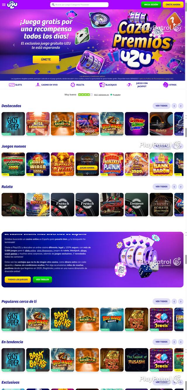 Front page of PlayUZU as captured on 29 October 2026