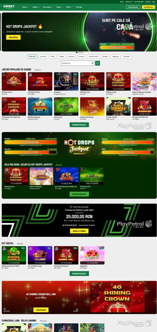Homepage capture of Unibet recorded during the scan