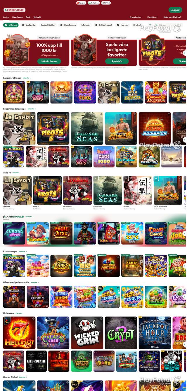 Capture of the front page of casinostugan.com (casinostugan.com) on 28 October 2026