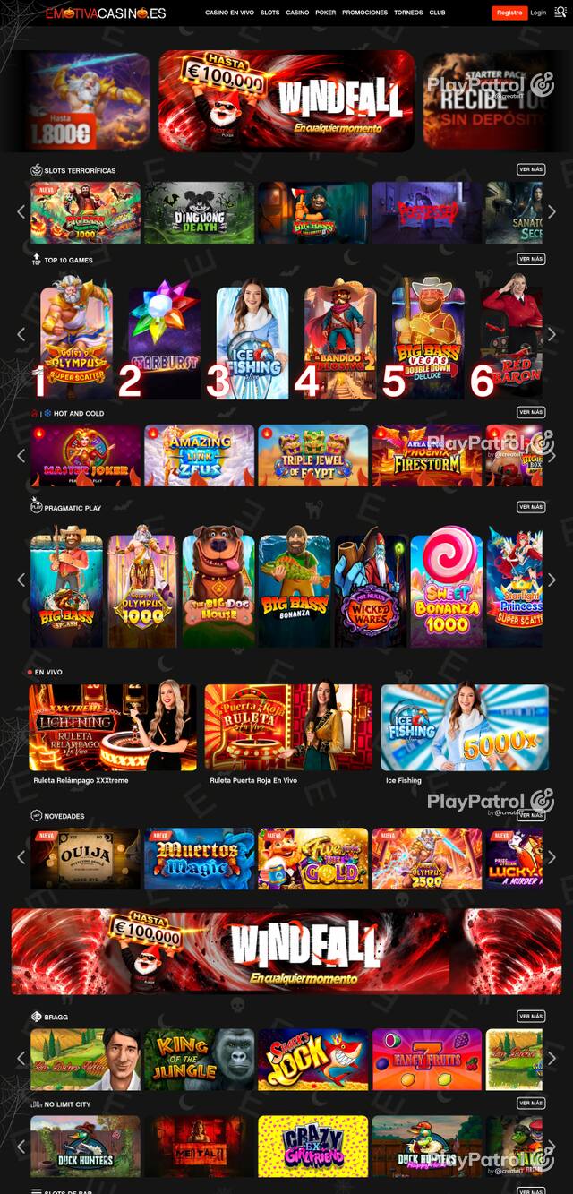 Front page of Emotiva Casino as captured on 28 October 2026