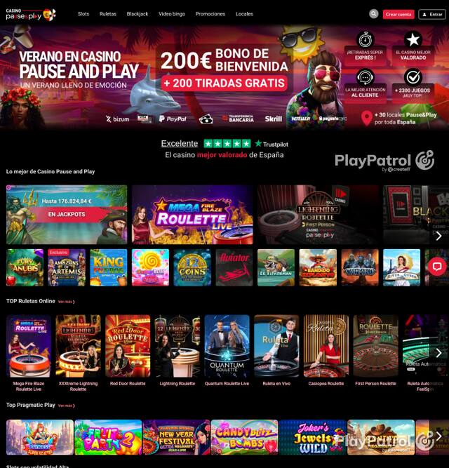 Homepage capture of Casino Pause and Play recorded during the scan