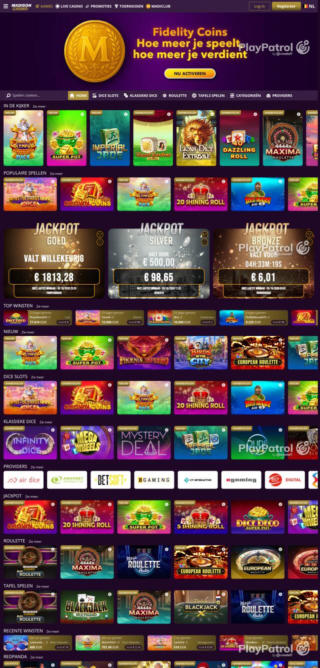 Capture of the front page of madisoncasino.be (madisoncasino.be) on 26 October 2026
