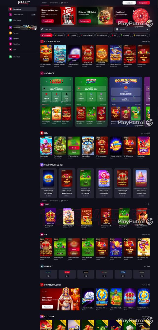 Capture of the front page of Maxbet (maxbet.ro) on 12 October 2026