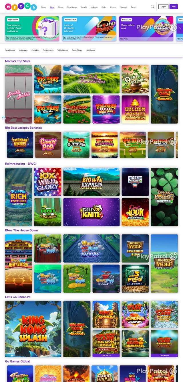 Homepage capture of Mecca Bingo recorded during the scan
