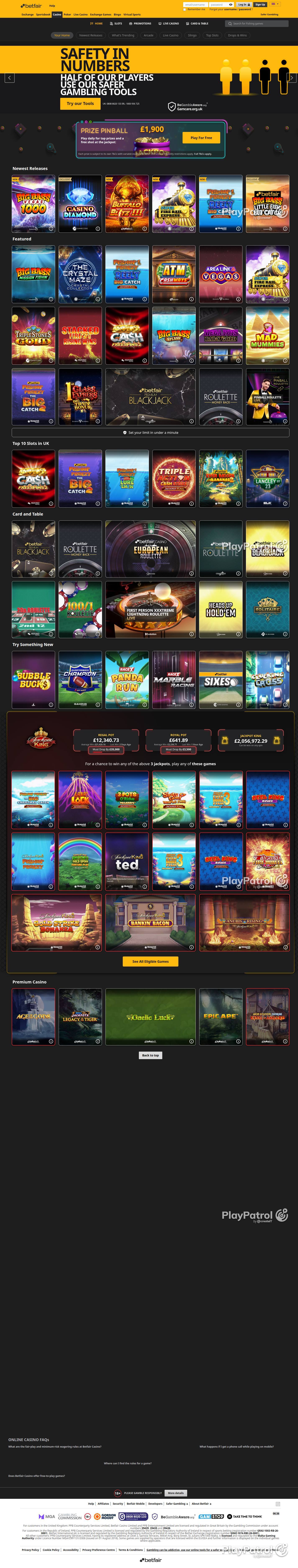 Full capture of Betfair Casino recorded during the scan