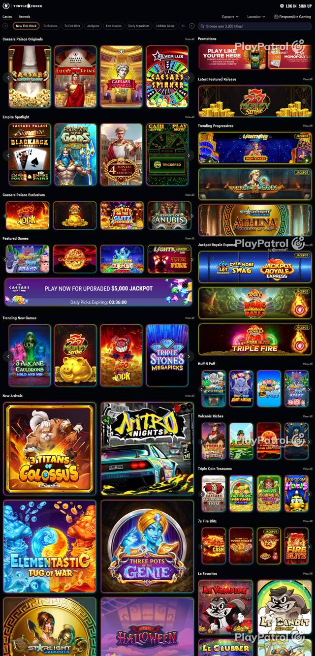 Capture of the front page of caesarspalaceonline.com (caesarspalaceonline.com) on 28 October 2026