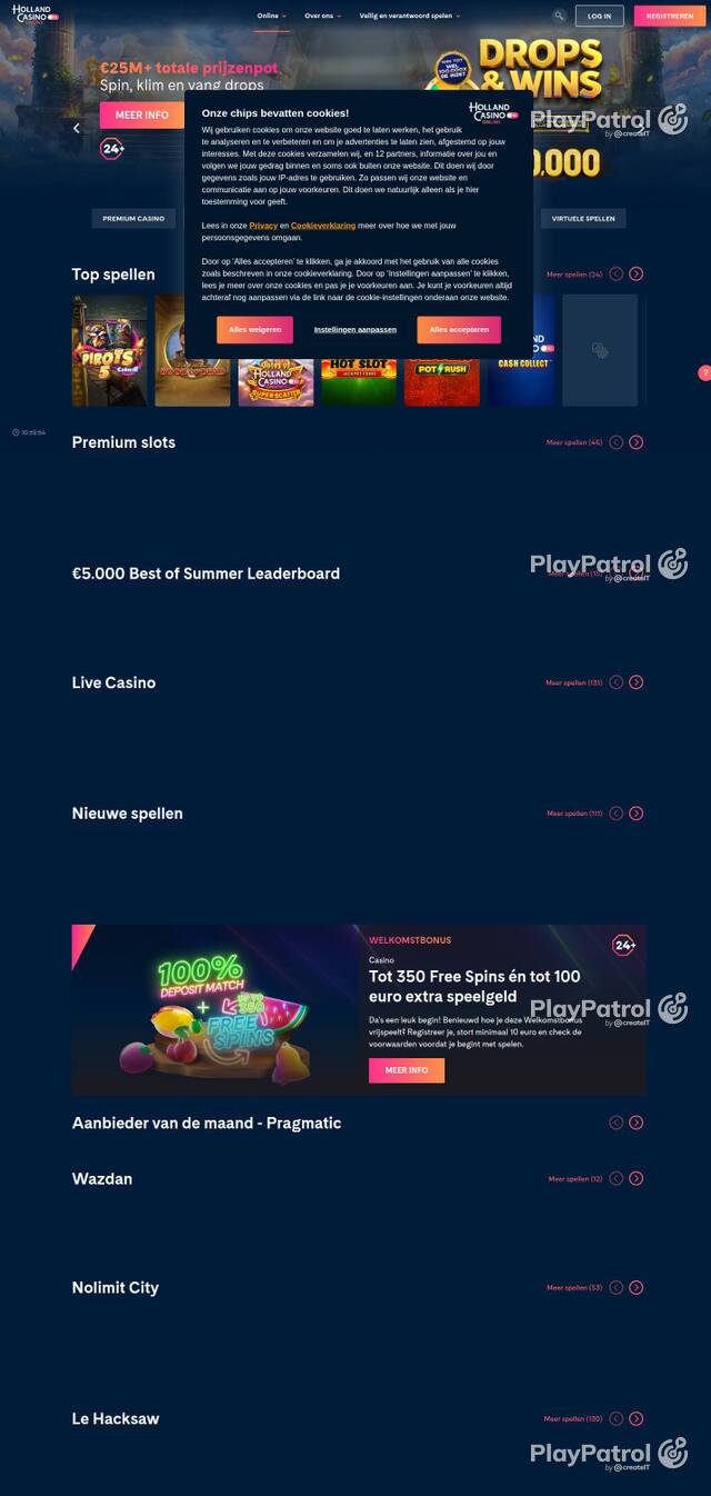 Homepage capture of Holland Casino recorded during the scan