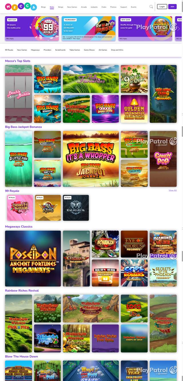 Capture of the front page of Mecca Bingo (meccabingo.com) on 12 October 2026