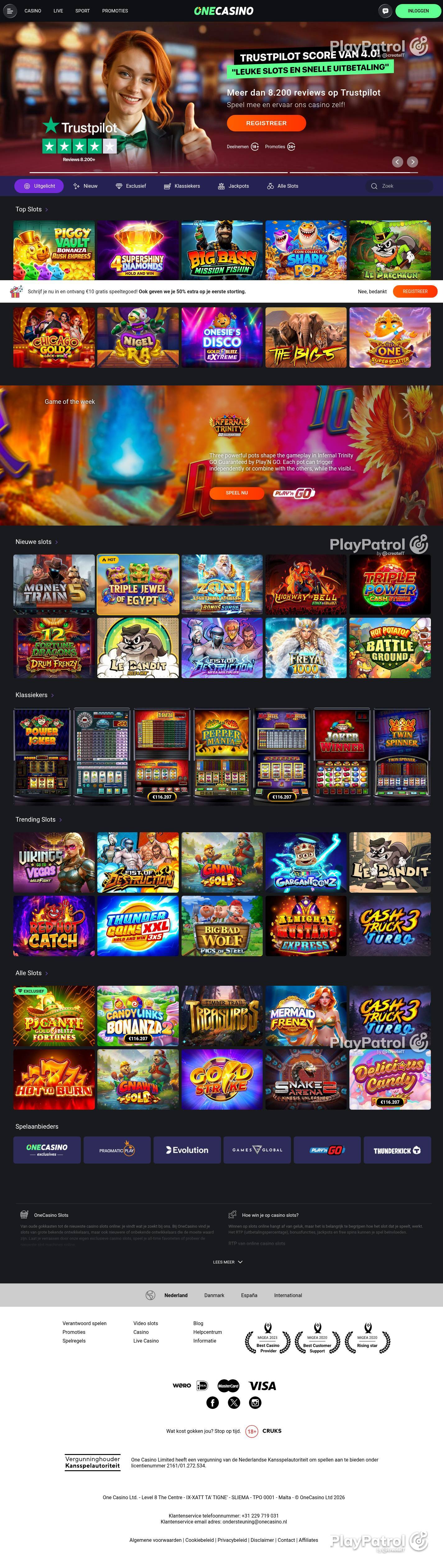 Full capture of One Casino recorded during the scan