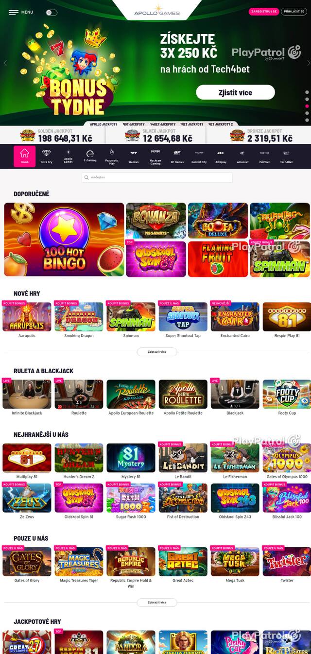 Homepage capture of Apollo Games recorded during the scan