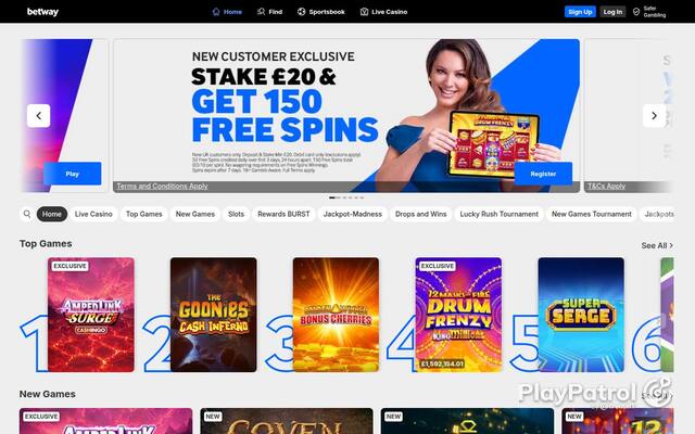 Capture of Betway Casino recorded during the scan