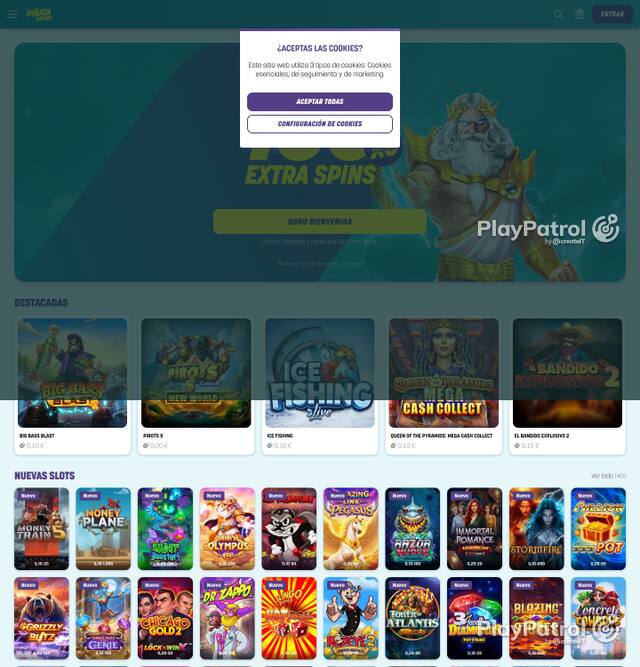 Capture of the front page of Piñata Casino (pinatacasino.es) on 5 October 2026