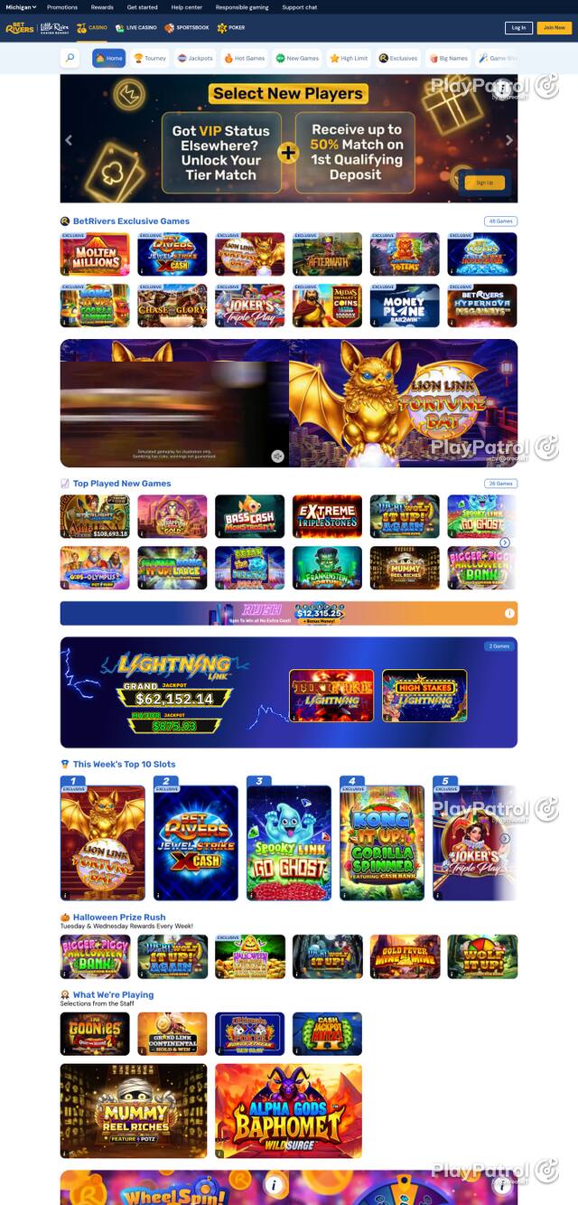 Capture of the front page of mi.betrivers.com (mi.betrivers.com) on 28 October 2026
