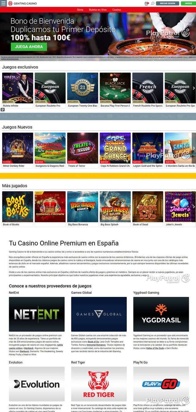 Homepage capture of Genting Casino recorded during the scan