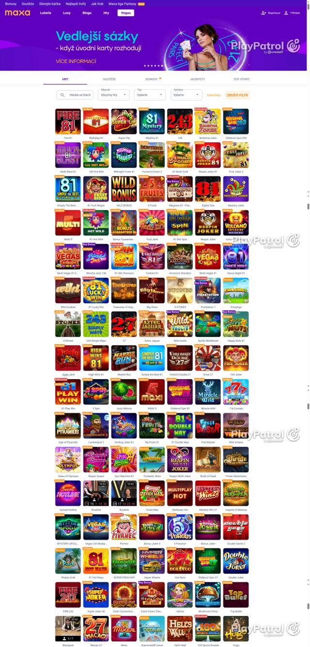 Capture of the front page of Maxa (maxa.cz) on 25 October 2026