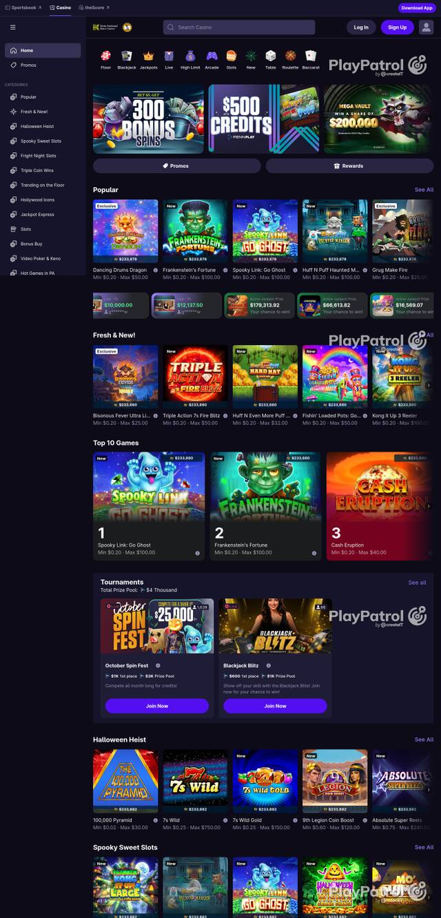 Capture of the front page of hollywoodcasino.com (hollywoodcasino.com) on 30 October 2026