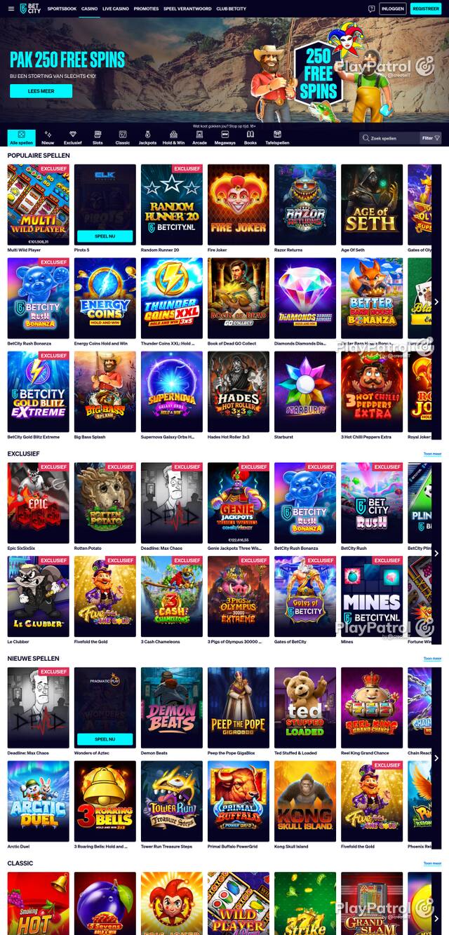Capture of the front page of BetCity (betcity.nl) on 18 October 2026