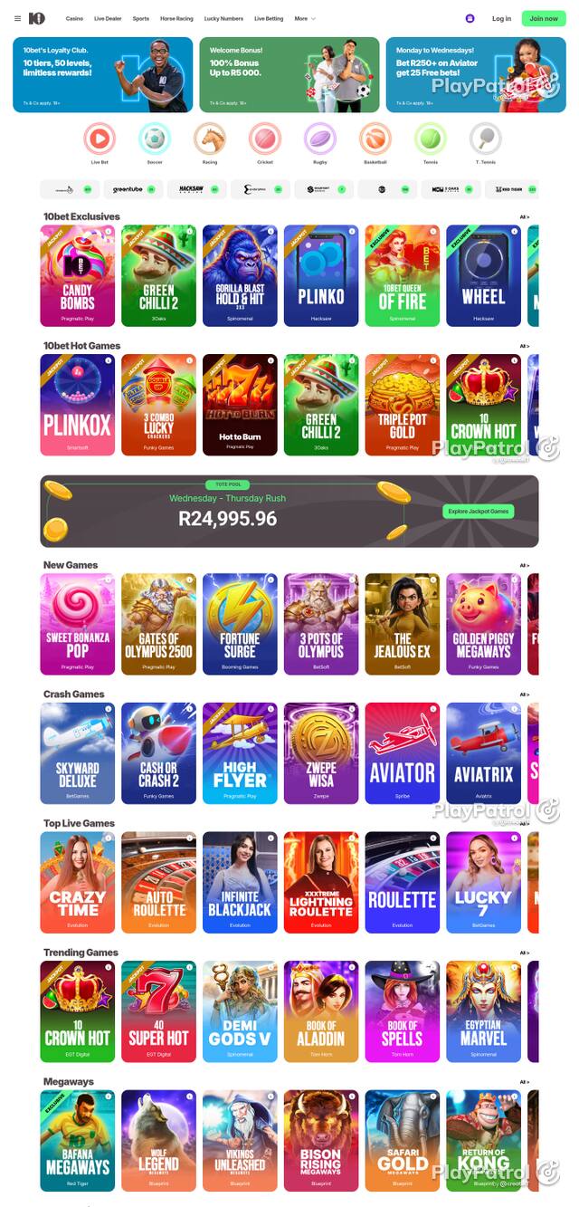 Capture of the front page of 10bet.co.za (10bet.co.za) on 22 October 2026