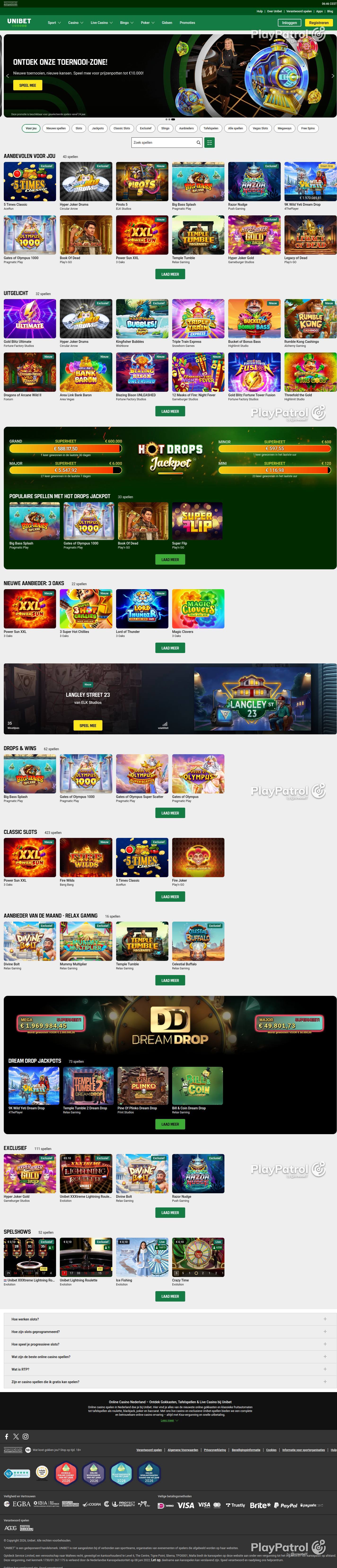 Full capture of Unibet recorded during the scan