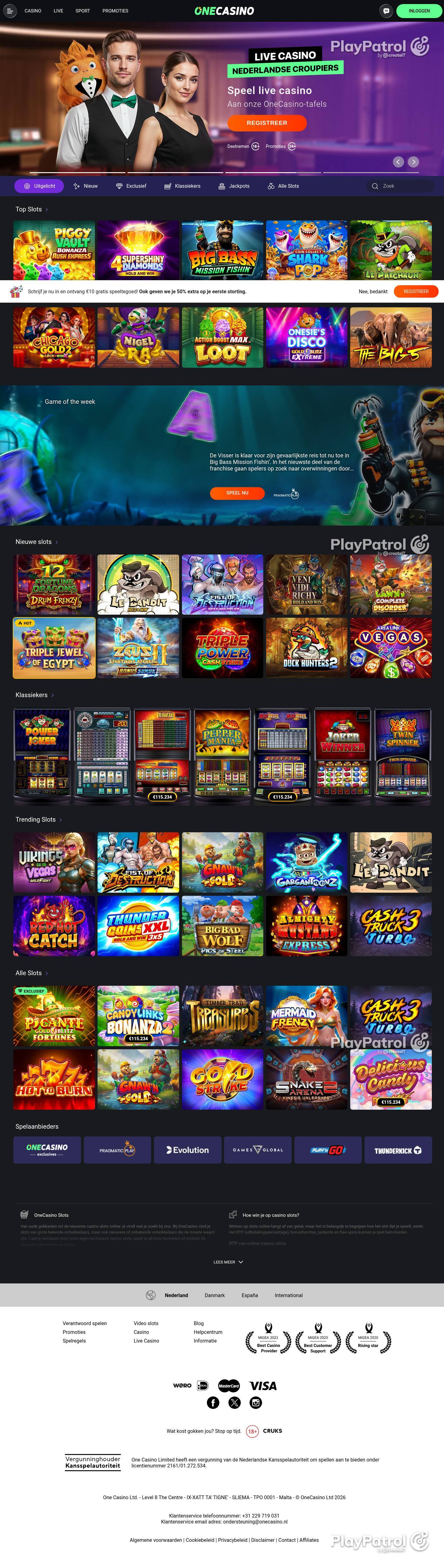 Full capture of One Casino recorded during the scan