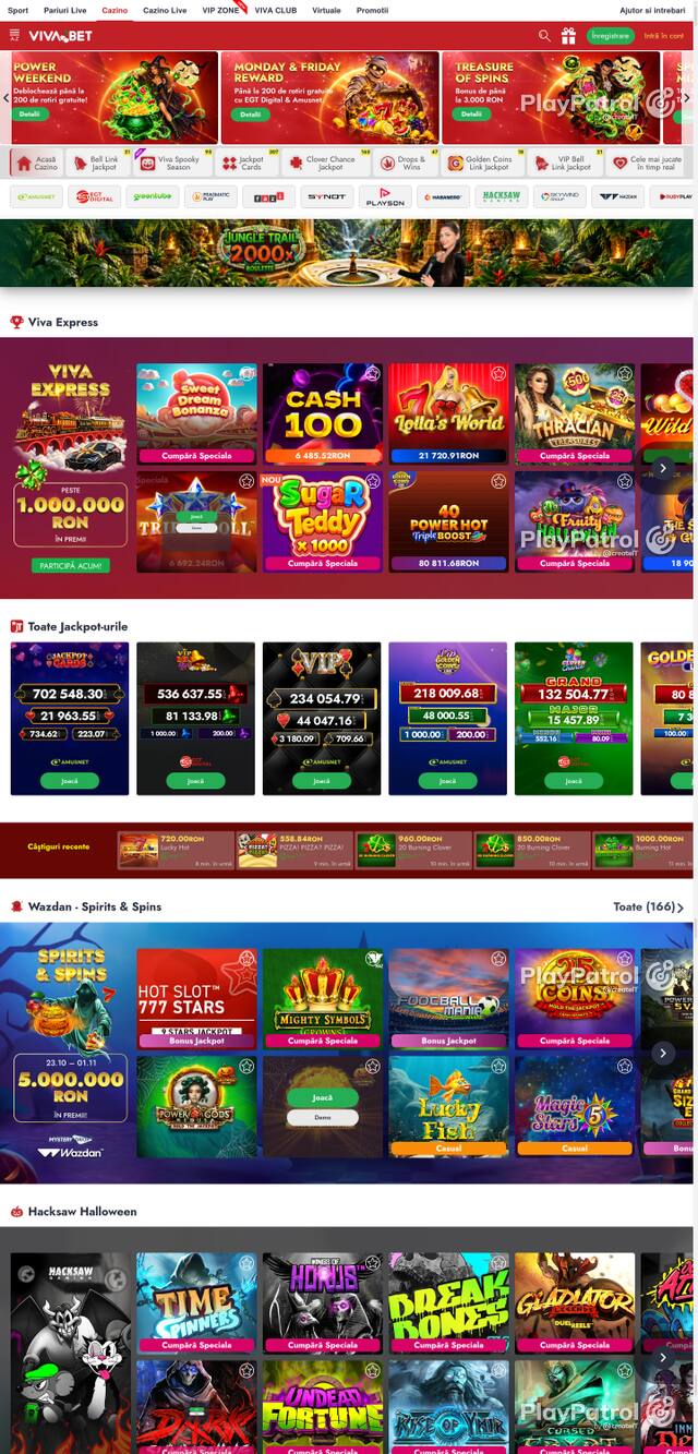Capture of the front page of VivaBet (vivabet.ro) on 23 October 2026