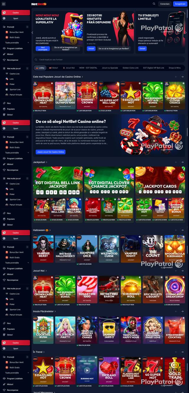 Capture of the front page of NetBet (casino.netbet.ro) on 14 October 2026