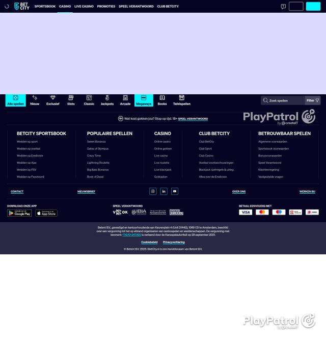 Homepage capture of BetCity recorded during the scan