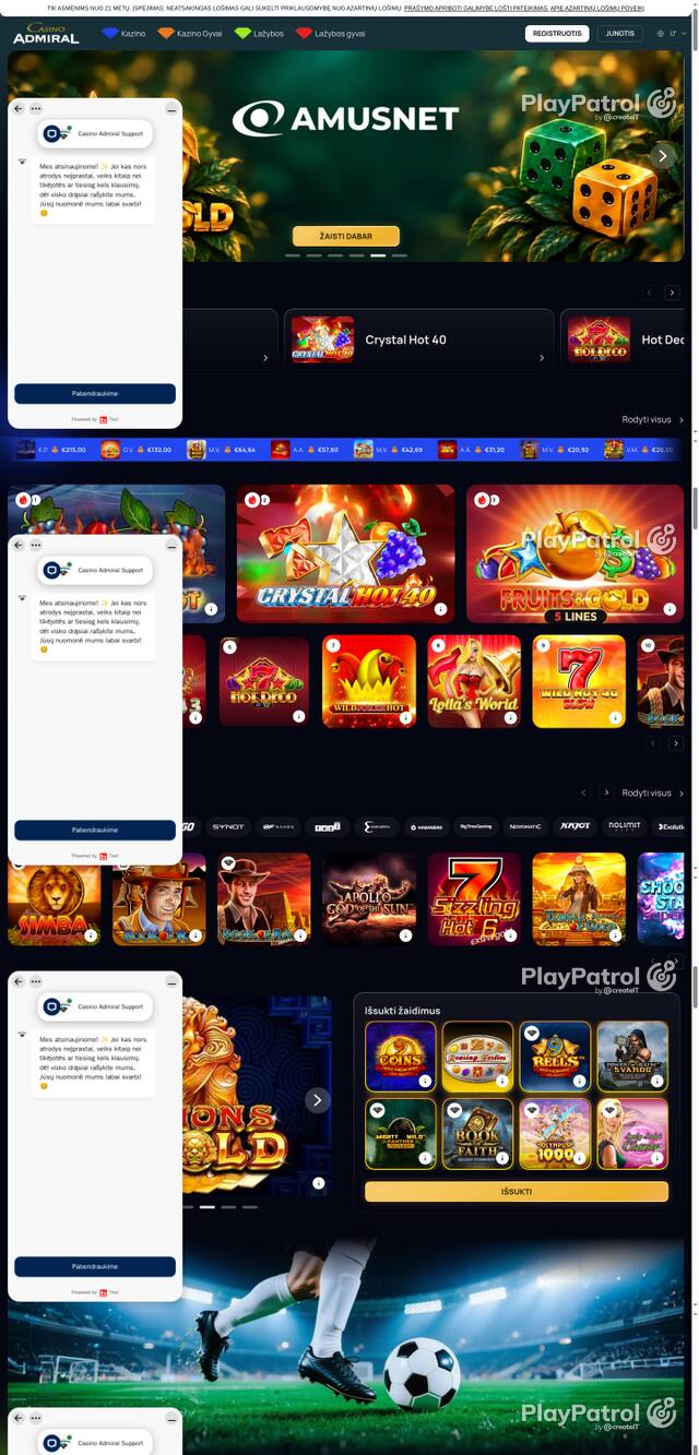 Front page of casinoadmiral.lt as captured on 27 October 2026
