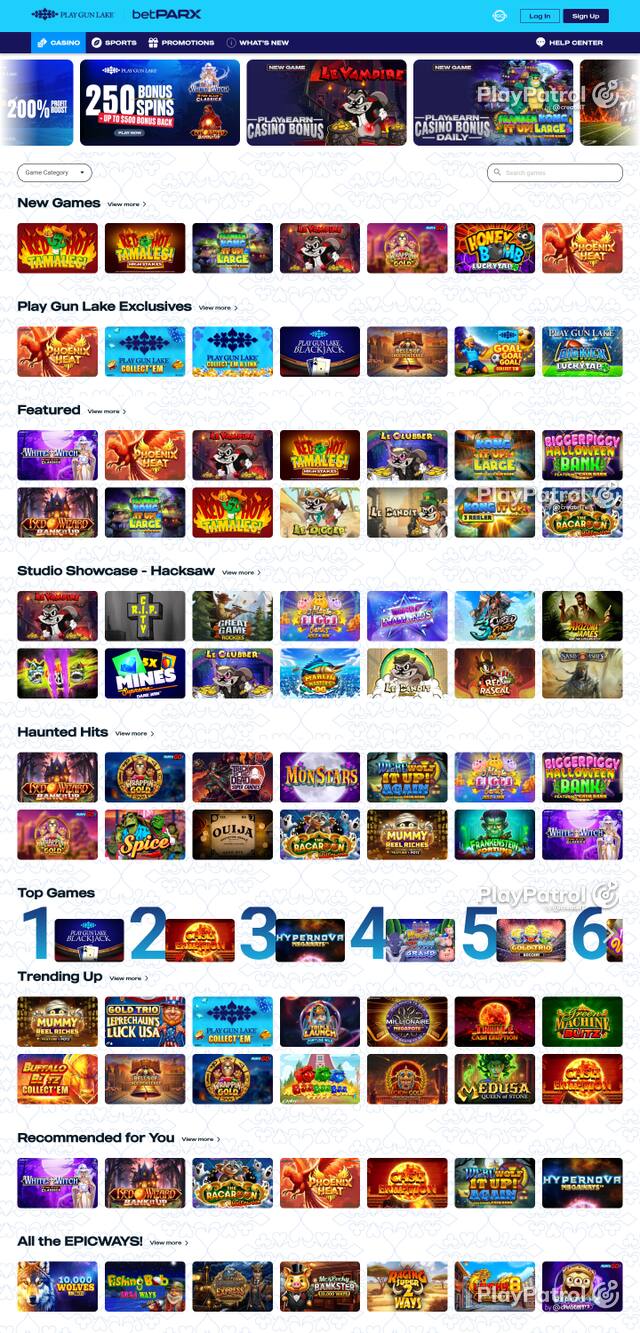 Capture of the front page of playgunlake.com (playgunlake.com) on 24 October 2026