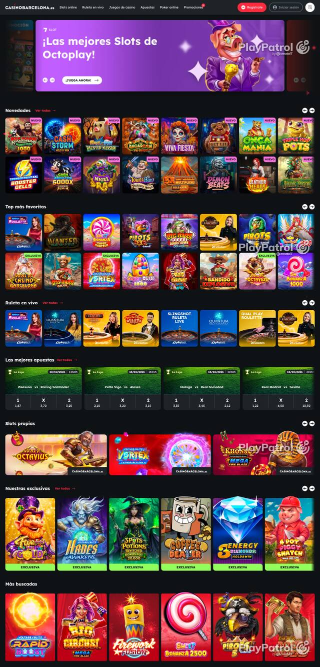 Capture of the front page of Casino Barcelona (casinobarcelona.es) on 18 October 2026
