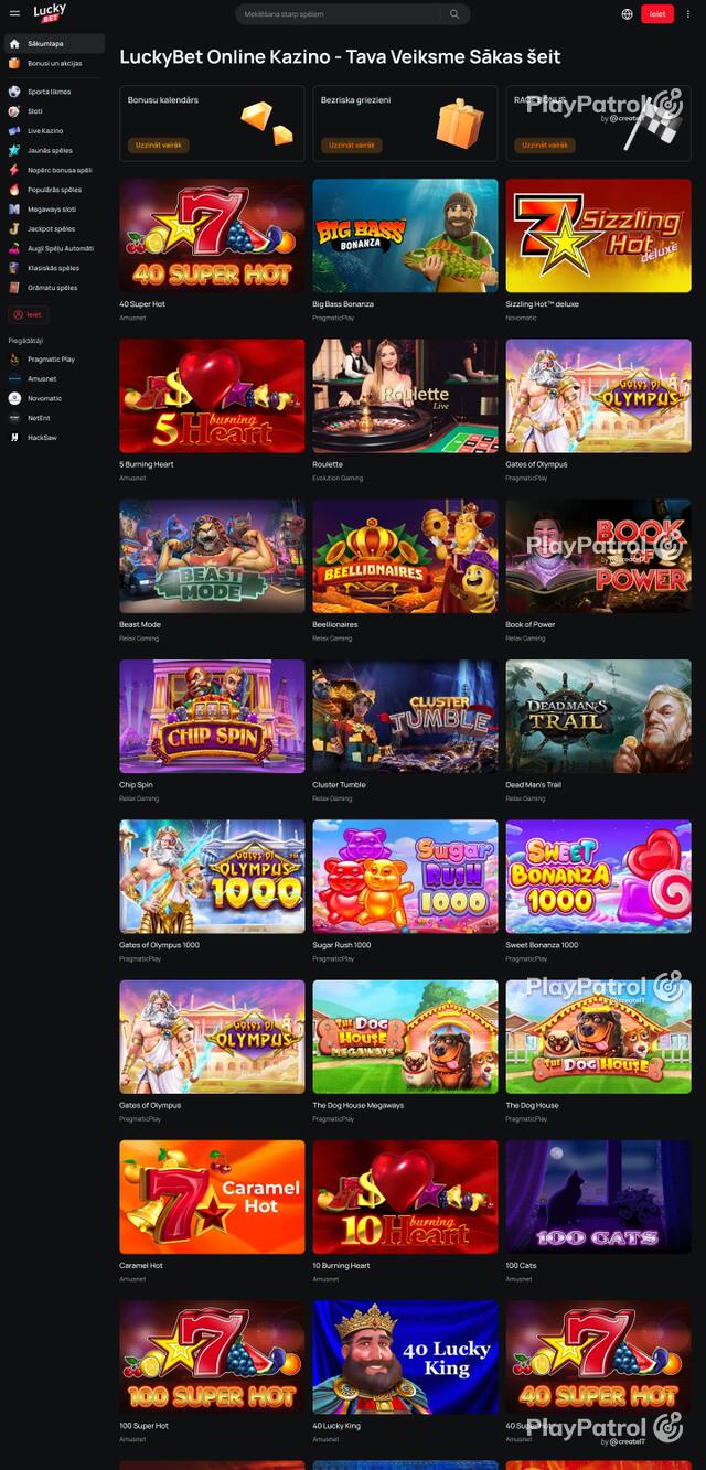 Front page of luckybet.lv as captured on 27 October 2026