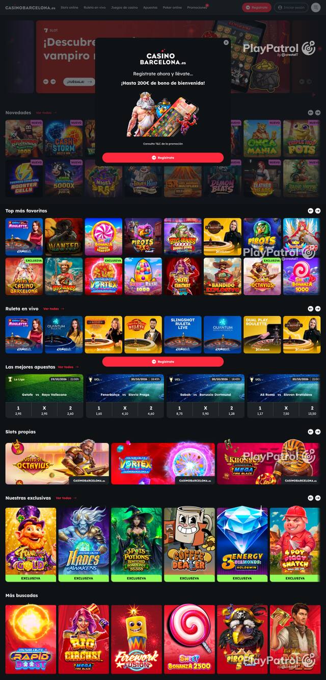 Capture of the front page of Casino Barcelona (casinobarcelona.es) on 19 October 2026