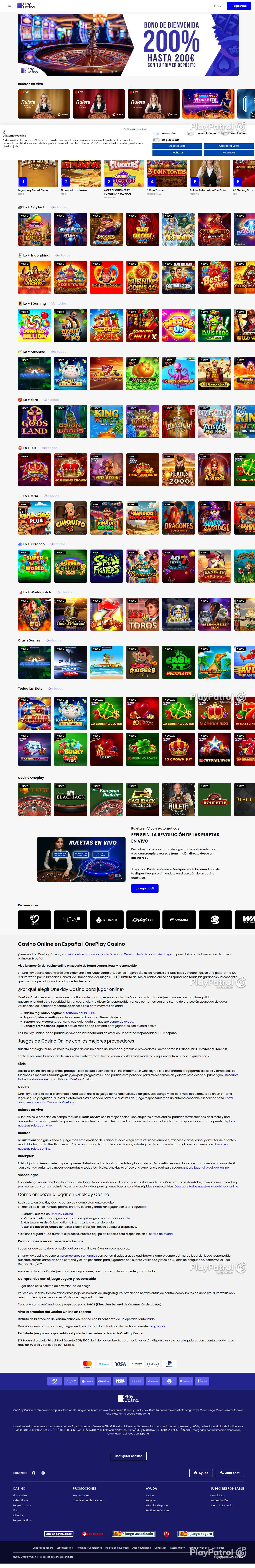 Full capture of OnePlay Casino recorded during the scan