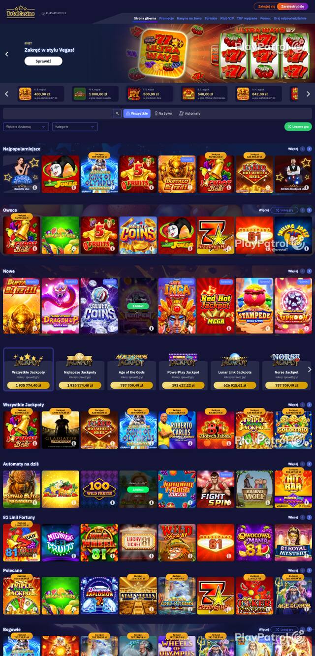 Capture of the front page of totalcasino.pl (totalcasino.pl) on 13 October 2026