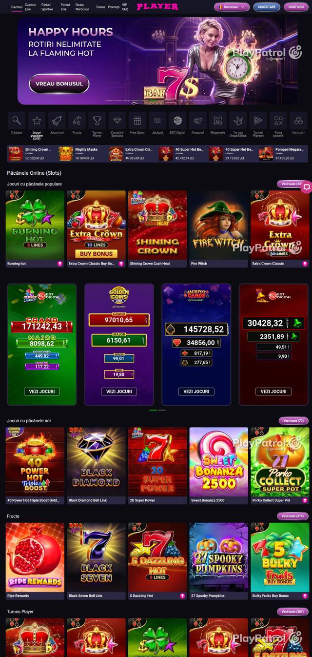 Homepage capture of Player recorded during the scan