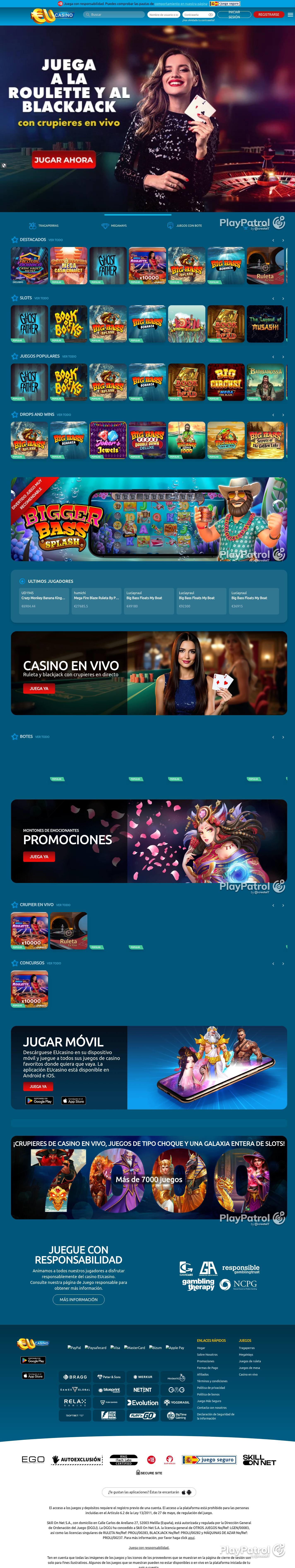 Full capture of EU Casino recorded during the scan