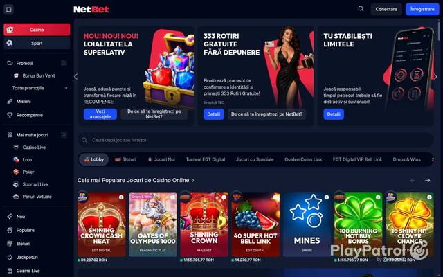 Homepage capture of NetBet recorded during the scan