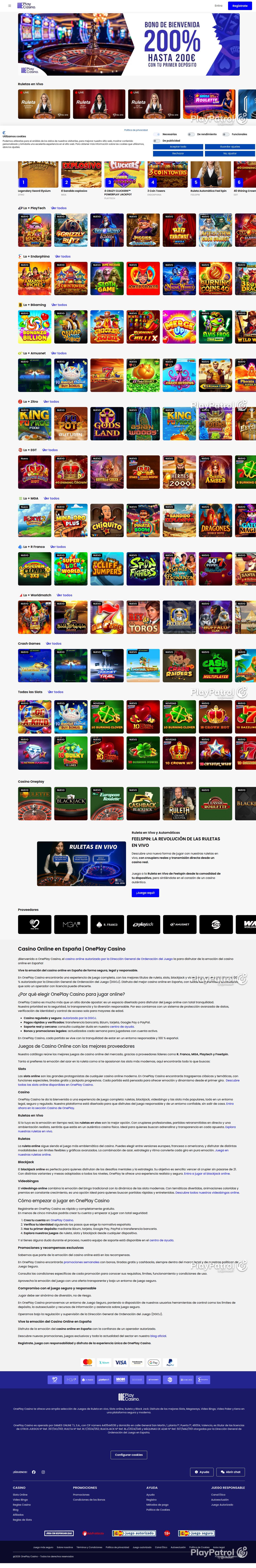 Full capture of OnePlay Casino recorded during the scan
