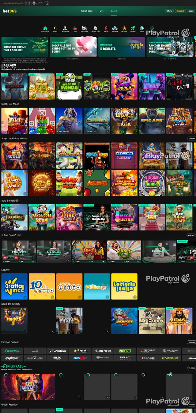 Capture of the front page of bet365 (casino.bet365.it) on 4 October 2026